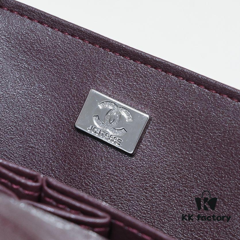 6930644e6e68136f4d9a4454 Burgundy Red Chanel Classic Lambskin Crossbody Bag with Original Hardware