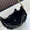 6930645b6e68136f4d9a4467 Large Vegan Leather Hobo Bag, Suede Finish, Upgraded Chanel 25C Style, Vintage Coin Button Drawstring Bucket Bag with Diamond Quilting, Retro Black-Gold Hardware, Classic Chain Design