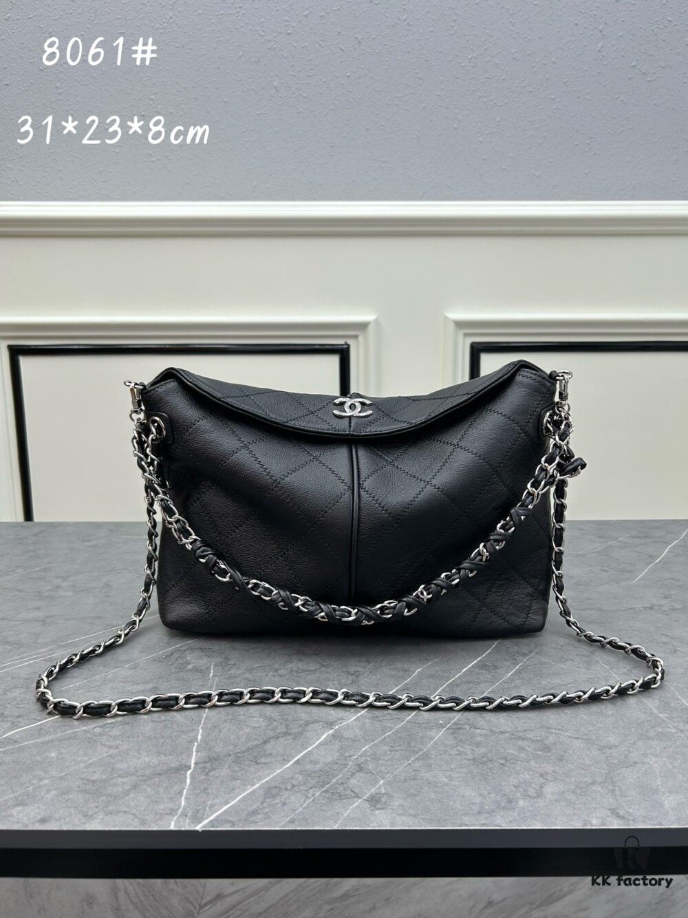 693064676e68136f4d9a4472 Chanel Vintage Black and Silver Shoulder Tote