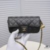 693064756e68136f4d9a4482 Cowhide Quilted Chanel Sunglasses Case with Ice Cream Side Design, Adjustable Strap, Light Gold Metal Trim
