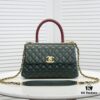 6930647b6e68136f4d9a448b Emerald Green and Red Chanel-Style Shoulder Bag with Unique Clasp Design – Dual Carry Tote & Crossbody, Exotic Texture with Luxe Gold Hardware