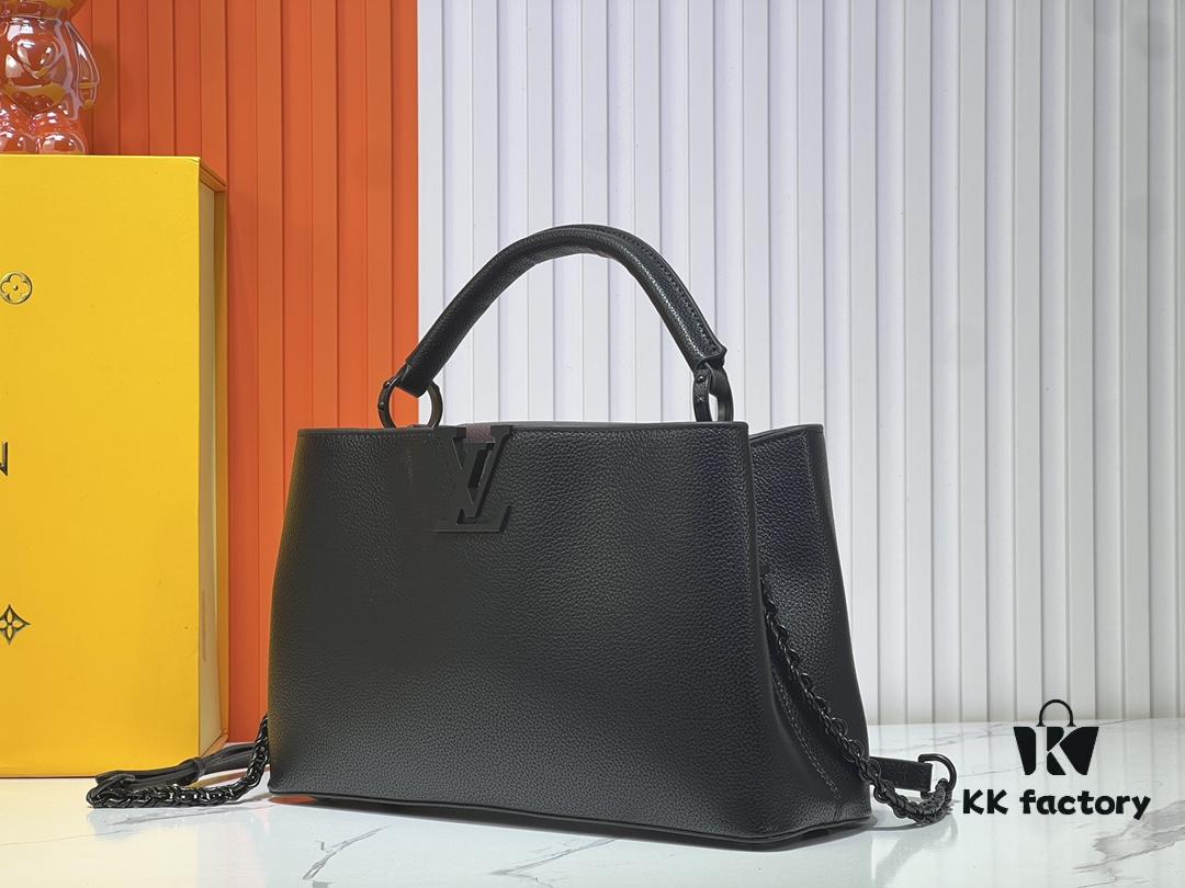 693064bd6e68136f4d9a44e5 M24880 M24607 Black Out Collection Capucines Souple Large Handbag