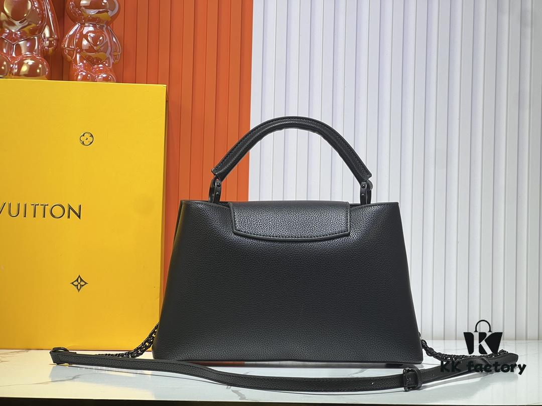 693064be6e68136f4d9a44e6 M24880 M24607 Black Out Collection Capucines Souple Large Handbag