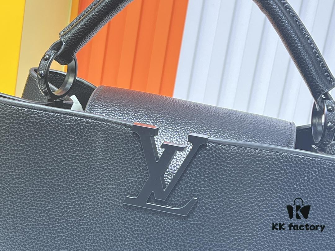 693064be6e68136f4d9a44e7 M24880 M24607 Black Out Collection Capucines Souple Large Handbag