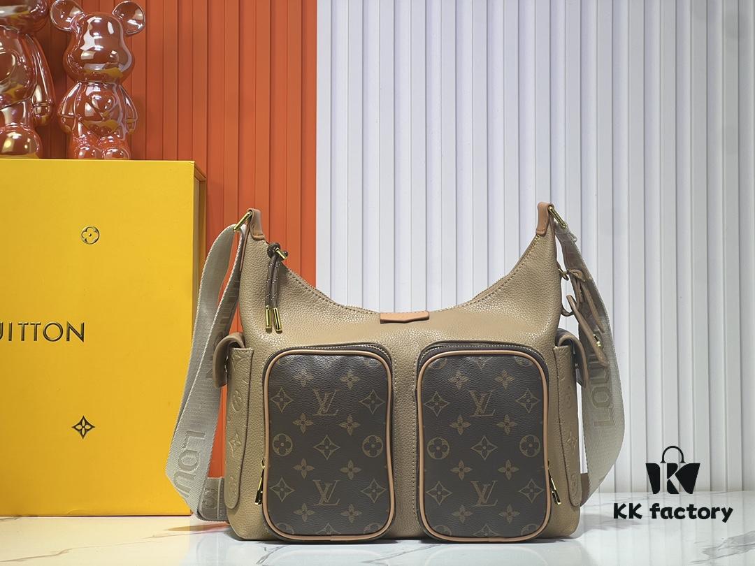 693064c66e68136f4d9a44f7 Upgraded Original M12697 Full Leather Khaki Monogram Bag, Floral Material, Classic Canvas with Wide Adjustable Strap