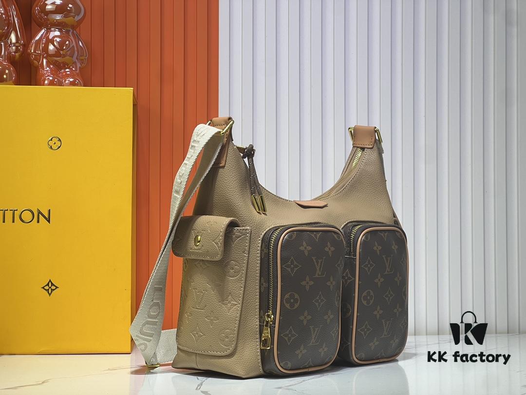 693064c66e68136f4d9a44f8 Upgraded Original M12697 Full Leather Khaki Monogram Bag, Floral Material, Classic Canvas with Wide Adjustable Strap