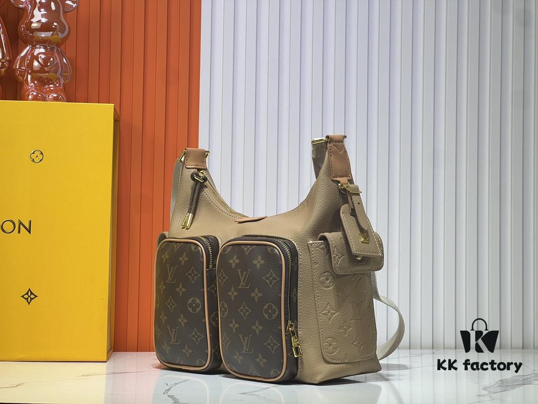 693064c76e68136f4d9a44f9 Upgraded Original M12697 Full Leather Khaki Monogram Bag, Floral Material, Classic Canvas with Wide Adjustable Strap