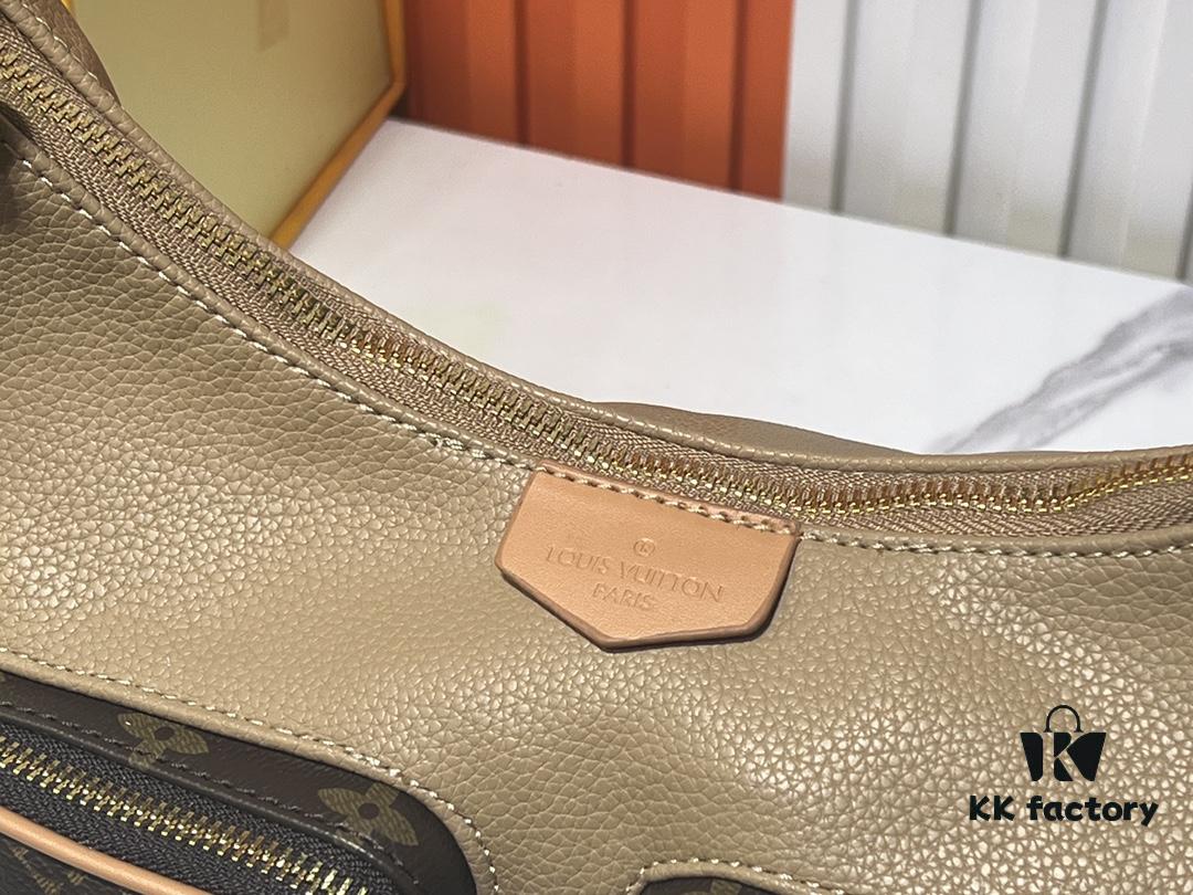 693064c86e68136f4d9a44fb Upgraded Original M12697 Full Leather Khaki Monogram Bag, Floral Material, Classic Canvas with Wide Adjustable Strap
