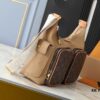 Upgraded Original M12697 Full Leather Khaki Monogram Bag, Floral Material, Classic Canvas with Wide Strap, Magnetic Double Pockets on Both Sides, Adjustable Wide Strap with Monogram Canvas, Infusing Practical Functionality into Avant-garde Design