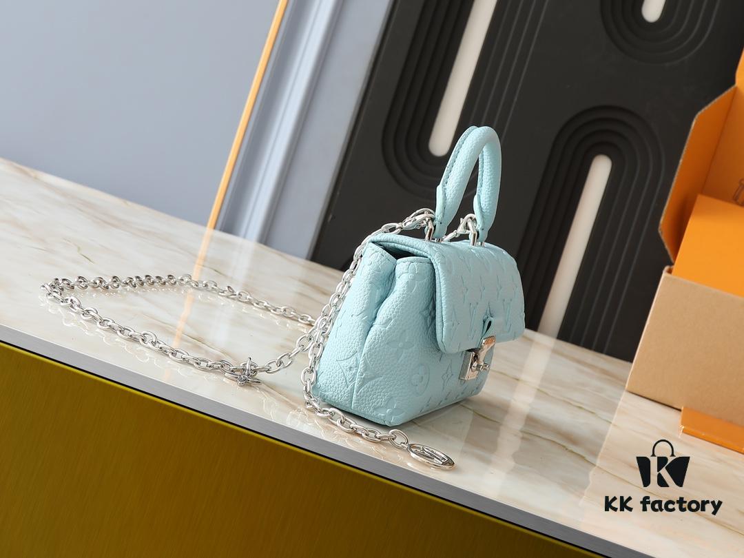 6930655e6e68136f4d9a4625 Upgraded Original Version M12145 White M12144 Black M12211 Blue This Nano Madeleine Bag Features a Miniaturized Interpretation of the Madeleine Bag Crafted in Monogram Empreinte Leather Complemented by a Classic S-Lock Closure and a Detachable Chain Accented with the LV Circle Signature Offering Ample Space for Daily Essentials and Can Be Carried as a Top Handle Crossbody or Shoulder Bag Dimensions: 12.5 x 6 x 21 cm (Height Width Length)