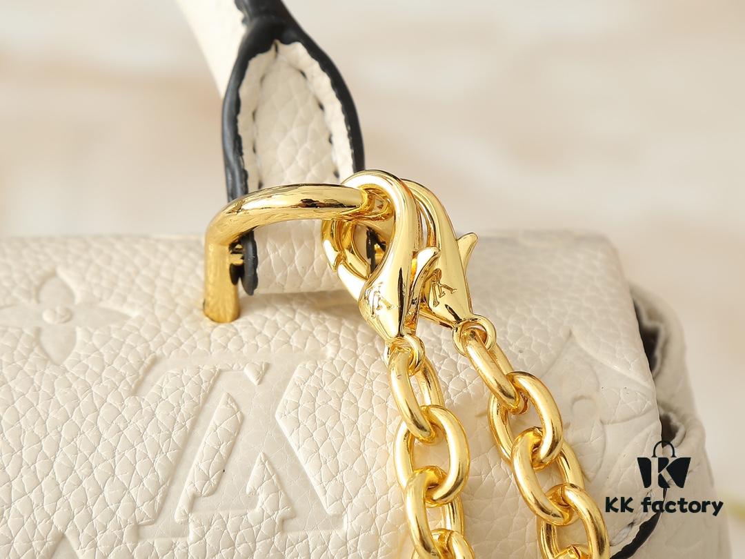693065656e68136f4d9a4633 Upgraded Original M12145 White M12144 Black M12211 Blue This Nano Madeleine Bag Features a Miniature Version of the Madeleine Bag Crafted in Monogram Empreinte Leather with a Classic S-Lock Clasp and a Detachable Chain Accented with the LV Circle Logo Ideal for Carrying Daily Essentials Offering Versatile Carrying Options as a Handbag Shoulder Bag or Crossbody Bag Size: 12.5 x 6 x 21 cm (Height Width Length)