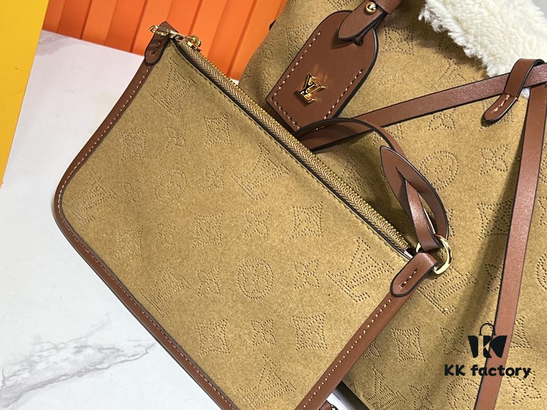 693065706e68136f4d9a464b M11843 M46203 (Suede Leather with Digital Perforation Technique, Aligned Pattern) CarryAll Small Bag from LV Ski Collection