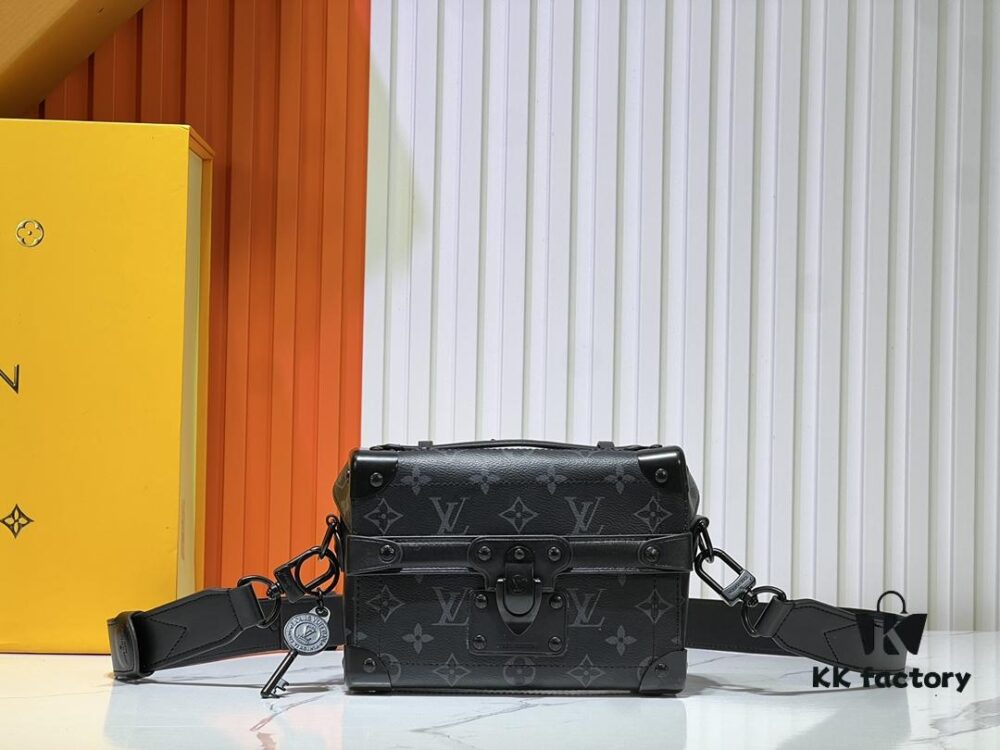 Soul Trunk Bag in Black and Multicolor Grain Leather