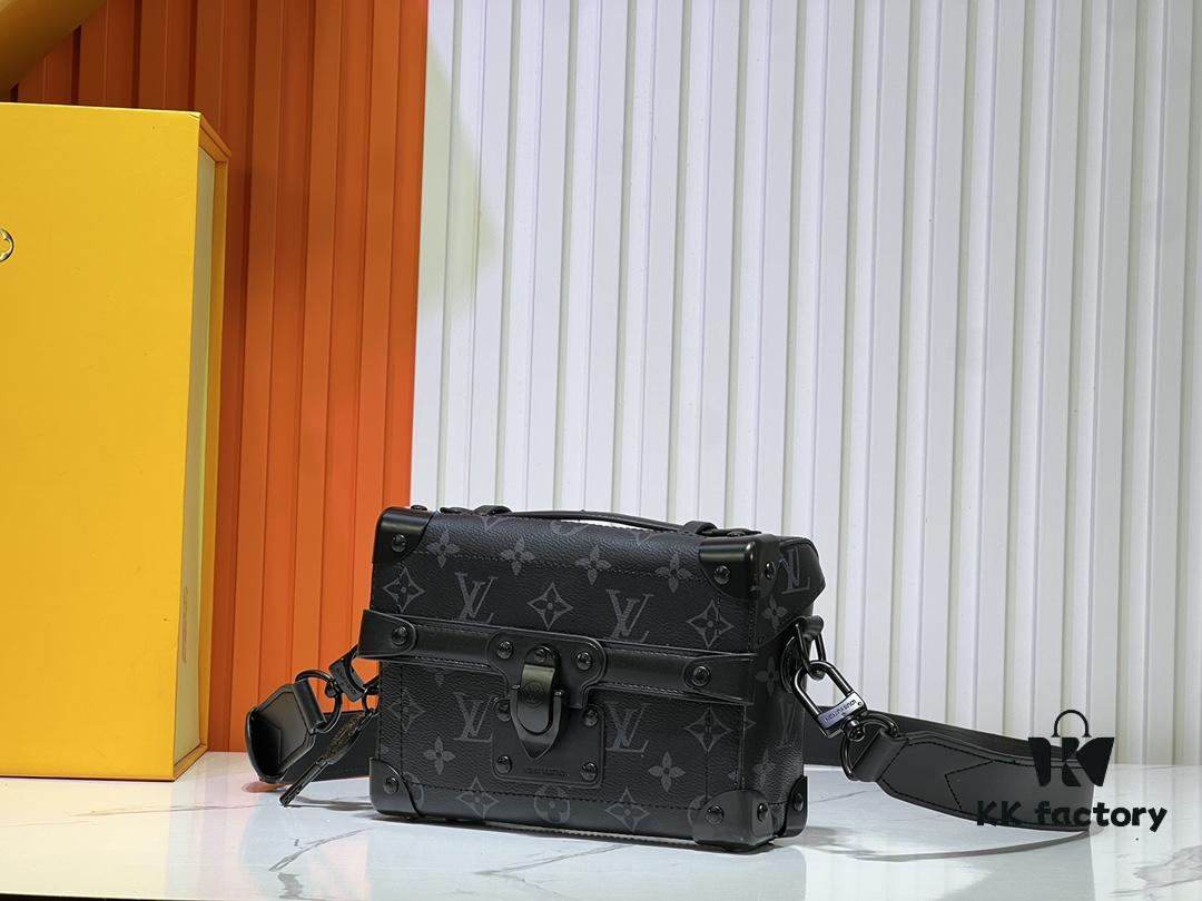 Soul Trunk Bag in Black and Multicolor Grain Leather