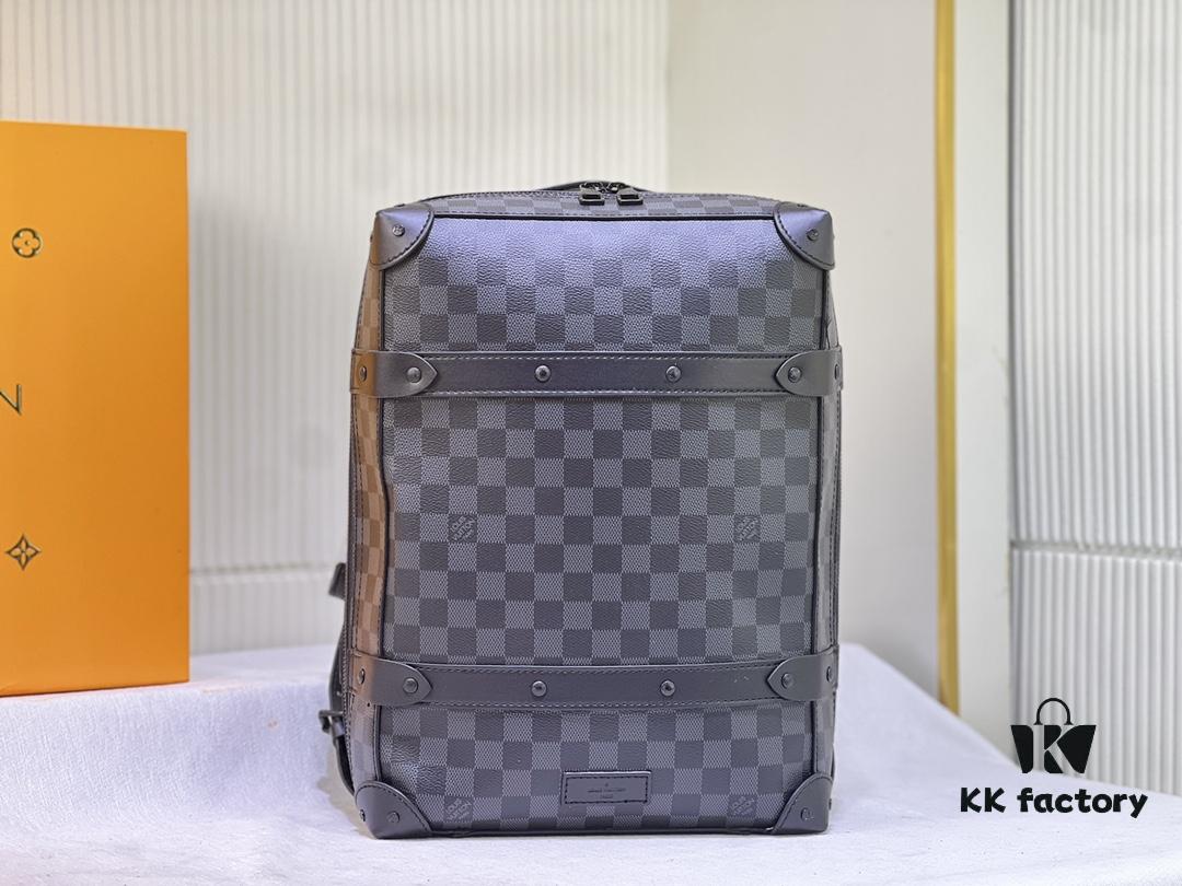 6930665b6e68136f4d9a482c Upgraded Version Vintage Trunk Bag 44752 LV Classic Monogram Pattern in Old Gold, Black Flower, Black Check Design