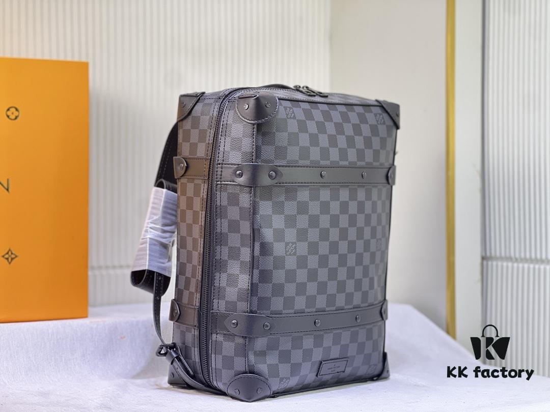 6930665d6e68136f4d9a4830 Upgraded Version Vintage Trunk Bag 44752 LV Classic Monogram Pattern in Old Gold, Black Flower, Black Check Design