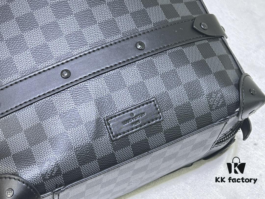 6930665f6e68136f4d9a4835 Upgraded Version Vintage Trunk Bag 44752 LV Classic Monogram Pattern in Old Gold, Black Flower, Black Check Design