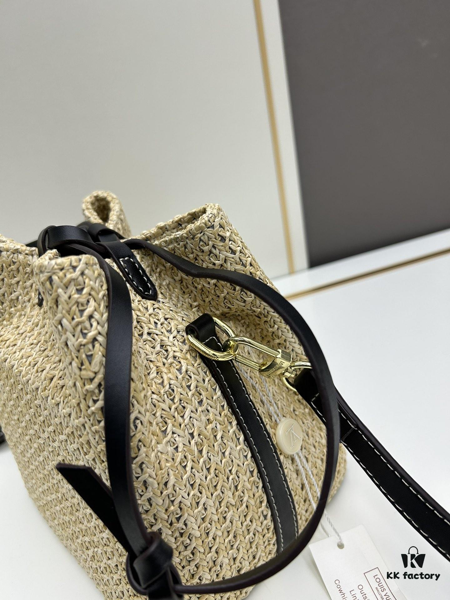 6930666c6e68136f4d9a484c New Small LV NOE PURSE Bucket Bag in Raffia Leather