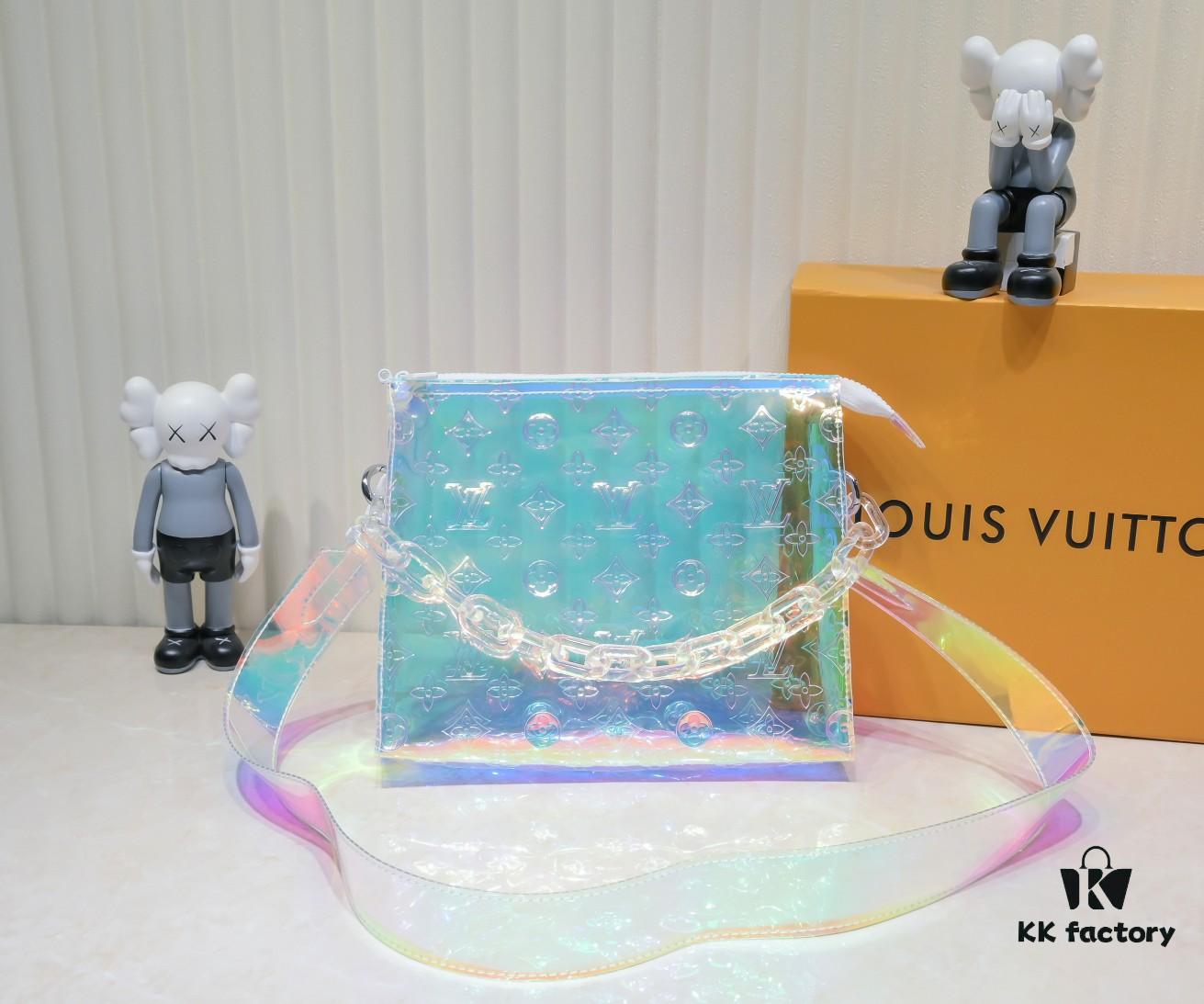 Exclusive Real Shot - Upgraded Version‼️ Transparent Colorful Most Beautiful LV [Rose] Official Website Colorful Toiletry Bag 67692 Silver Size W25 H20 D5 Super Hot New Arrival LV Original Order Matching Pattern Quality🌵 Classic Monogram Clutch Toiletry Bag