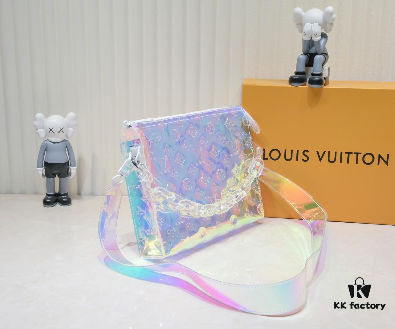 Exclusive Real Shot - Upgraded Version‼️ Transparent Colorful Most Beautiful LV [Rose] Official Website Colorful Toiletry Bag 67692 Silver Size W25 H20 D5 Super Hot New Arrival LV Original Order Matching Pattern Quality🌵 Classic Monogram Clutch Toiletry Bag