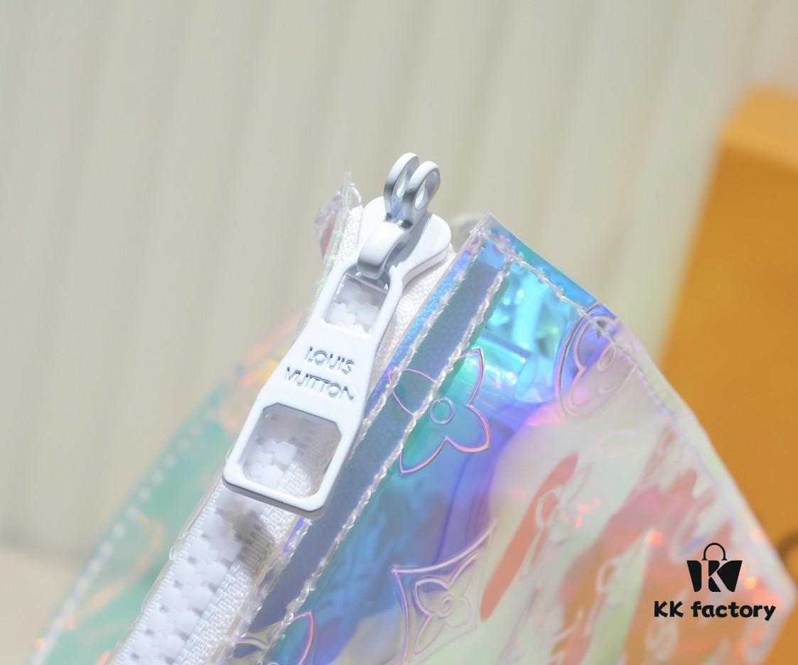 Exclusive Real Shot - Upgraded Version‼️ Transparent Colorful Most Beautiful LV [Rose] Official Website Colorful Toiletry Bag 67692 Silver Size W25 H20 D5 Super Hot New Arrival LV Original Order Matching Pattern Quality🌵 Classic Monogram Clutch Toiletry Bag