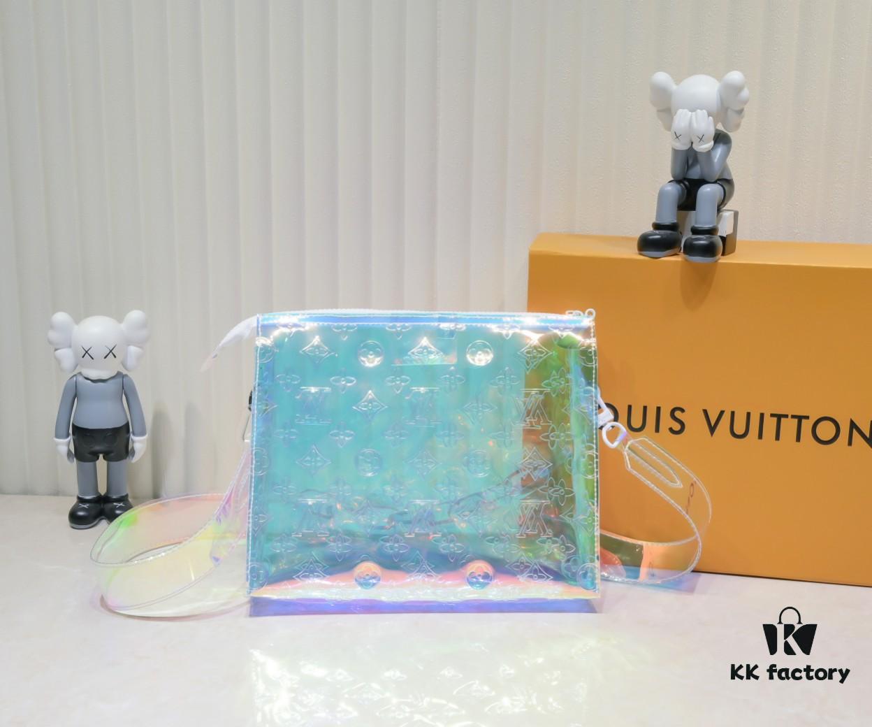 Exclusive Real Shot - Upgraded Version‼️ Transparent Colorful Most Beautiful LV [Rose] Official Website Colorful Toiletry Bag 67692 Silver Size W25 H20 D5 Super Hot New Arrival LV Original Order Matching Pattern Quality🌵 Classic Monogram Clutch Toiletry Bag