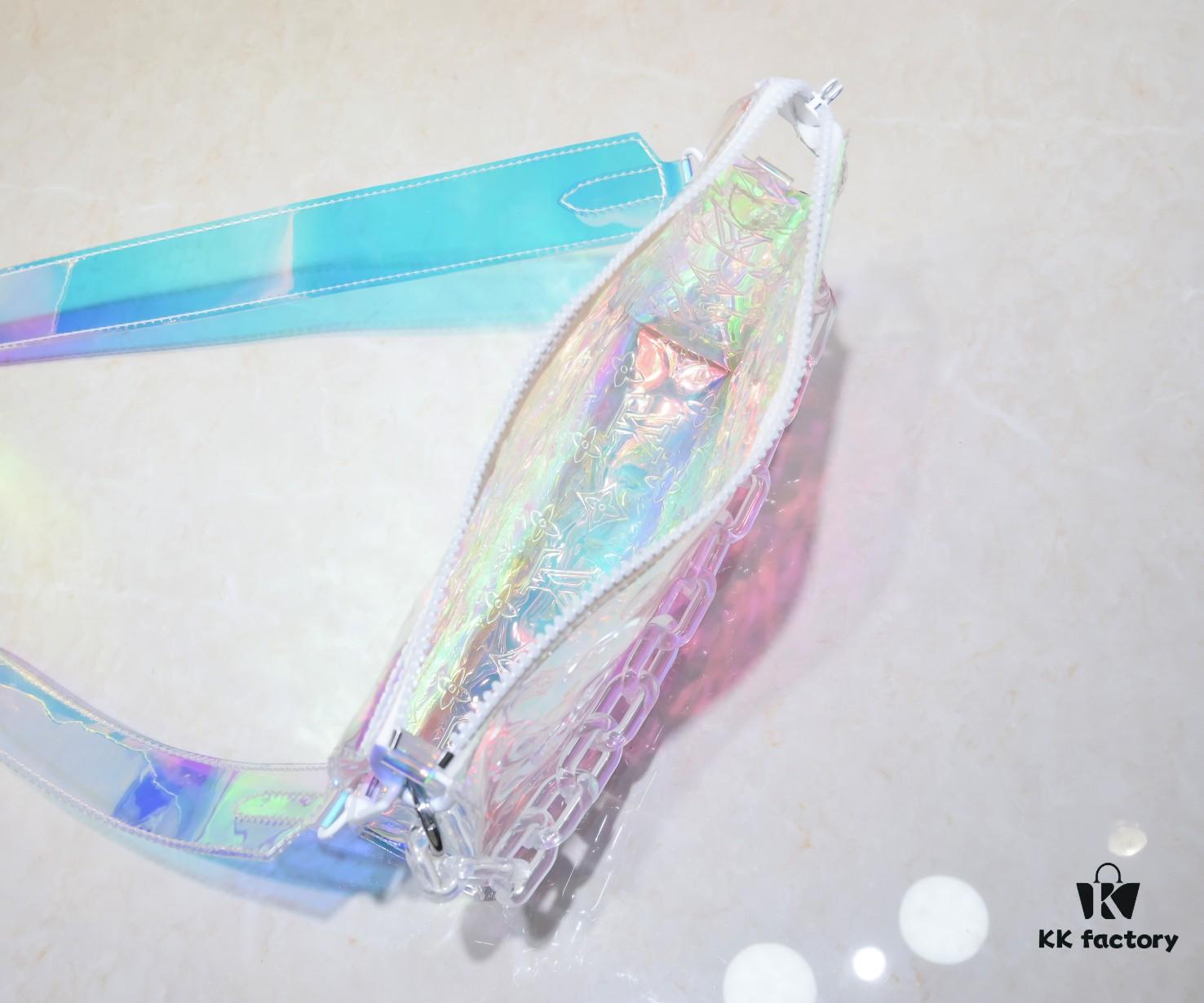 Exclusive Real Shot - Upgraded Version‼️ Transparent Colorful Most Beautiful LV [Rose] Official Website Colorful Toiletry Bag 67692 Silver Size W25 H20 D5 Super Hot New Arrival LV Original Order Matching Pattern Quality🌵 Classic Monogram Clutch Toiletry Bag