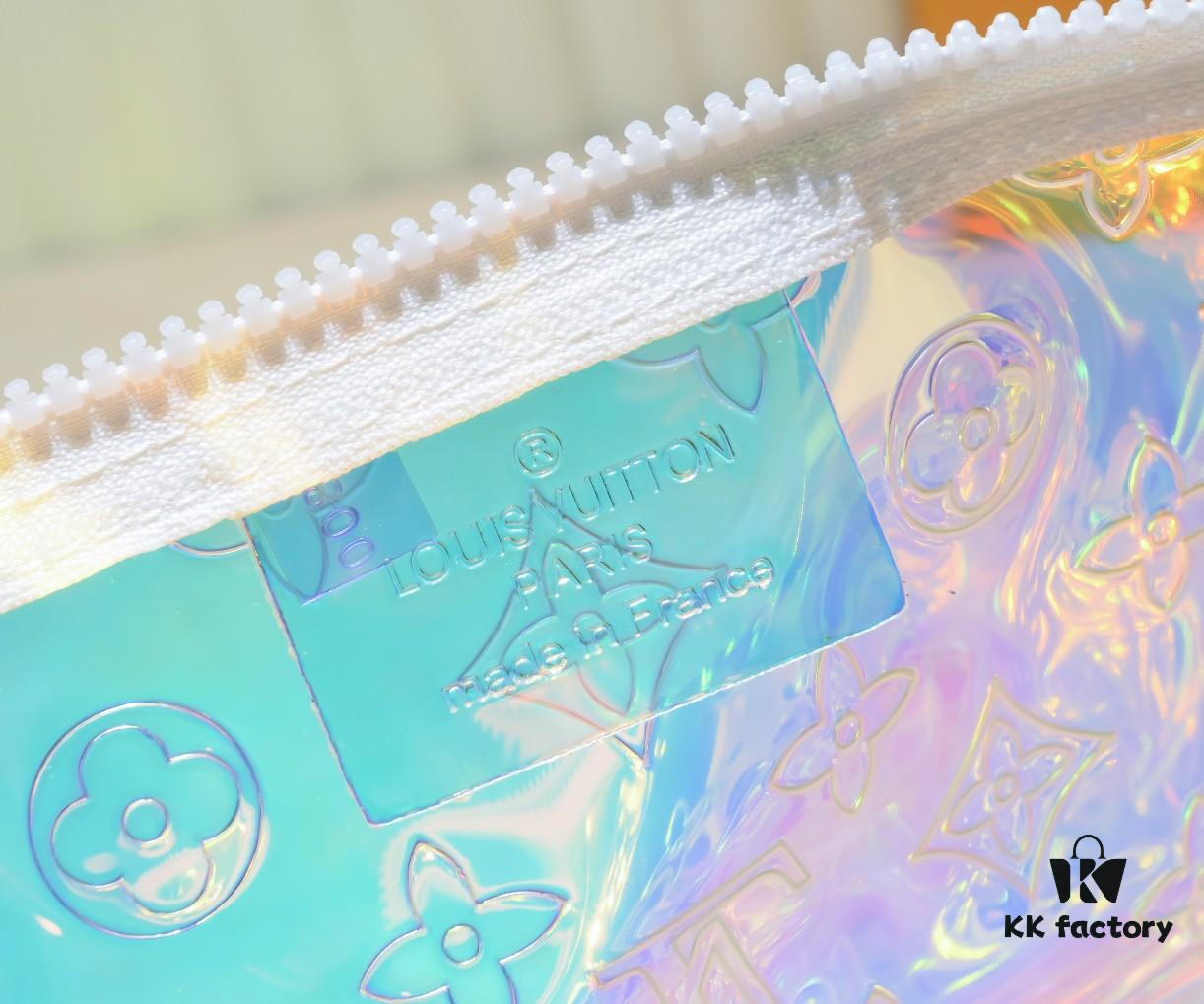 Exclusive Real Shot - Upgraded Version‼️ Transparent Colorful Most Beautiful LV [Rose] Official Website Colorful Toiletry Bag 67692 Silver Size W25 H20 D5 Super Hot New Arrival LV Original Order Matching Pattern Quality🌵 Classic Monogram Clutch Toiletry Bag