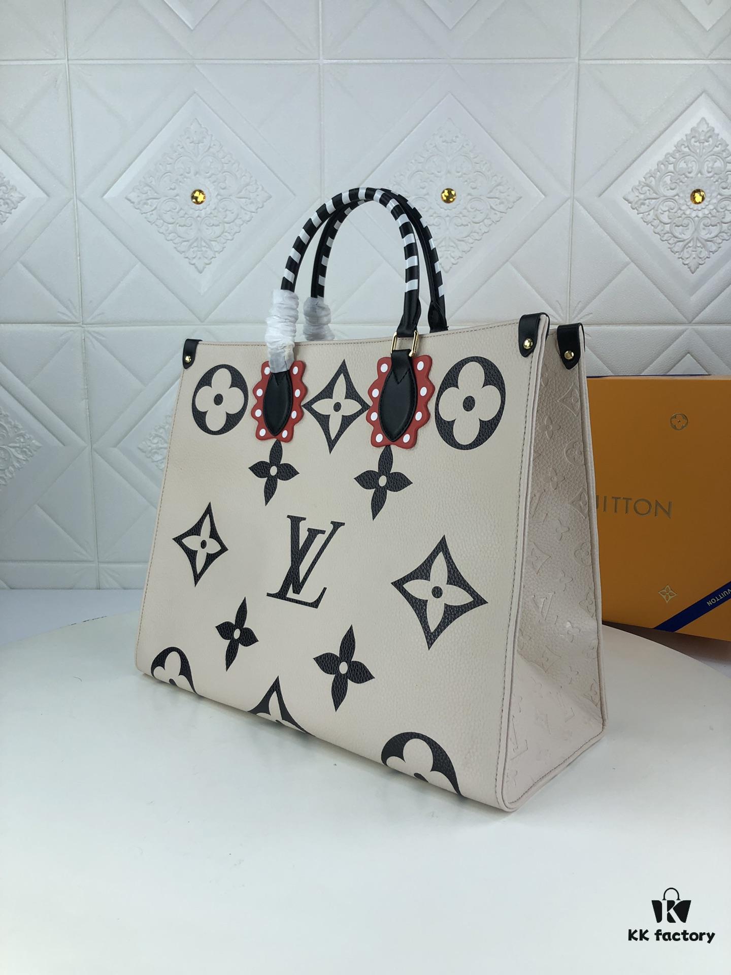 Upgraded Original Version: LV CRAFTY ONTHEGO Large Tote Bag [Authentic Woven Handle Strap], New Arrival Model M45373, 45372