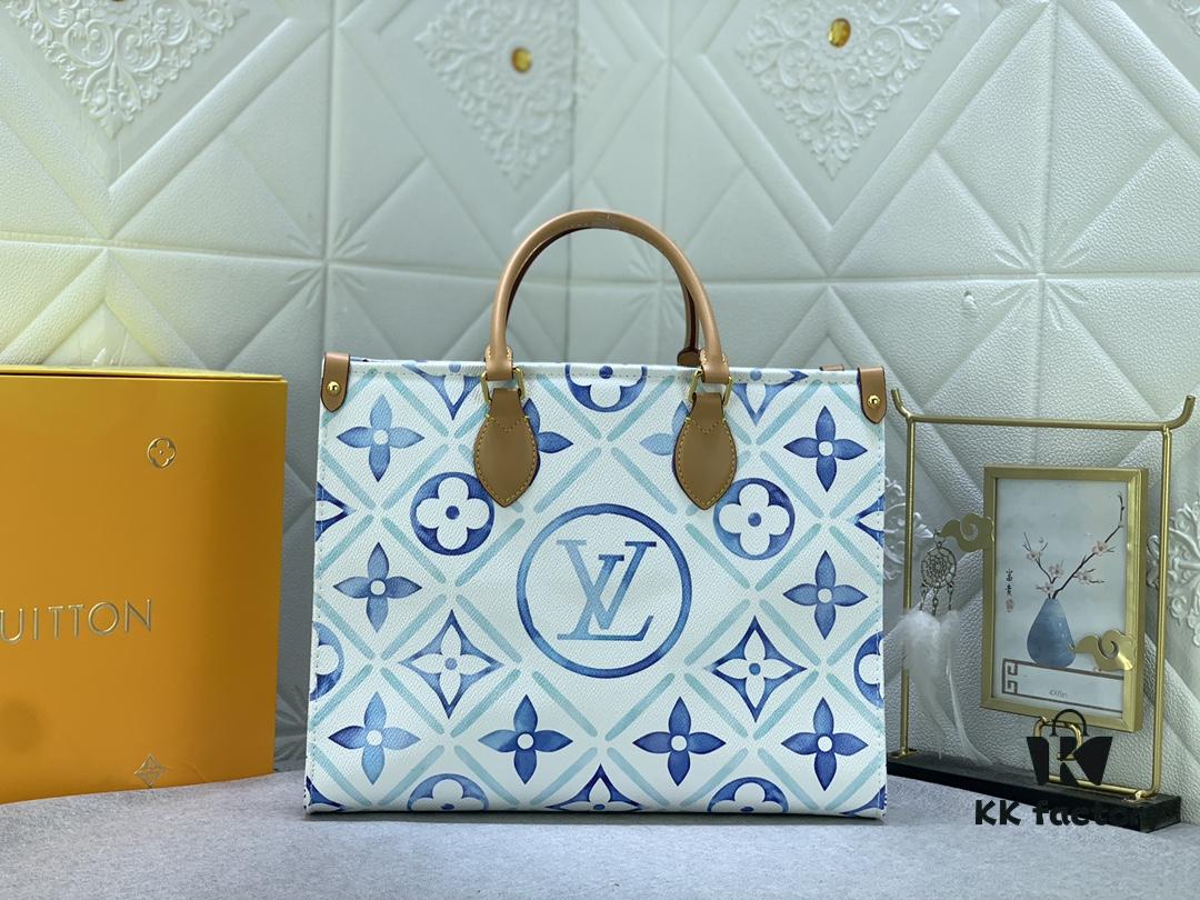 693066b86e68136f4d9a48da Upgraded Original M11262 M45495 M44571 OnTheGo Medium Tote Bag in Monogram Tiles Canvas with Watercolor Effect