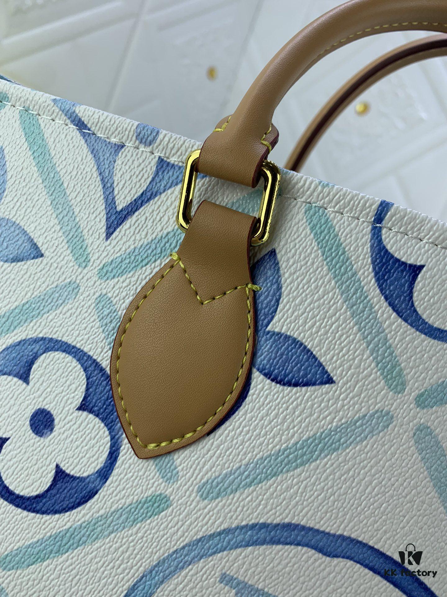 693066bc6e68136f4d9a48e1 Upgraded Original M11262 M45495 M44571 OnTheGo Medium Tote Bag in Monogram Tiles Canvas with Watercolor Effect