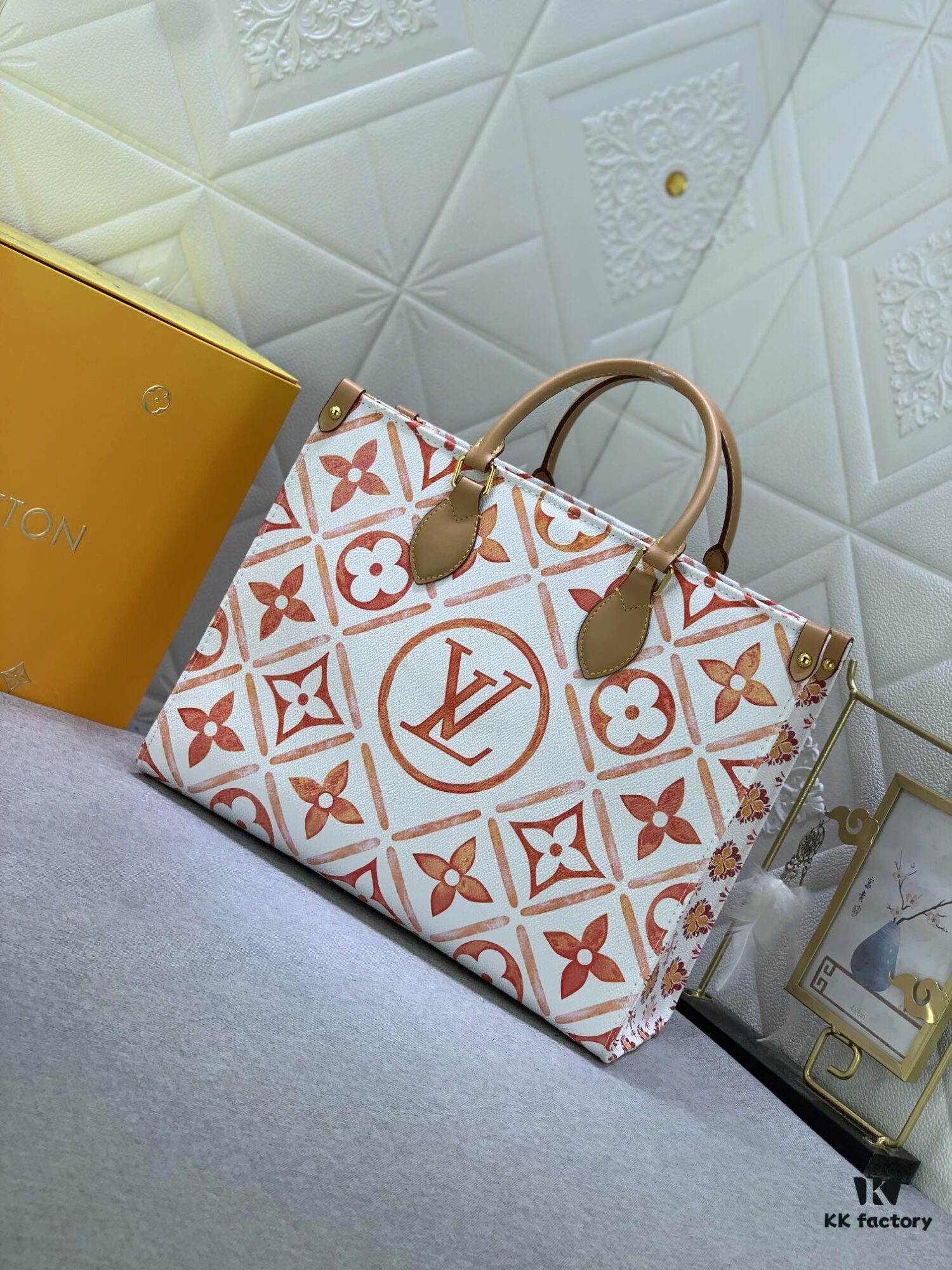 693066c06e68136f4d9a48e6 Upgraded Original M11262 M45495 M44571 OnTheGo Medium Tote Bag in Monogram Tiles Canvas with Watercolor Monogram Pattern