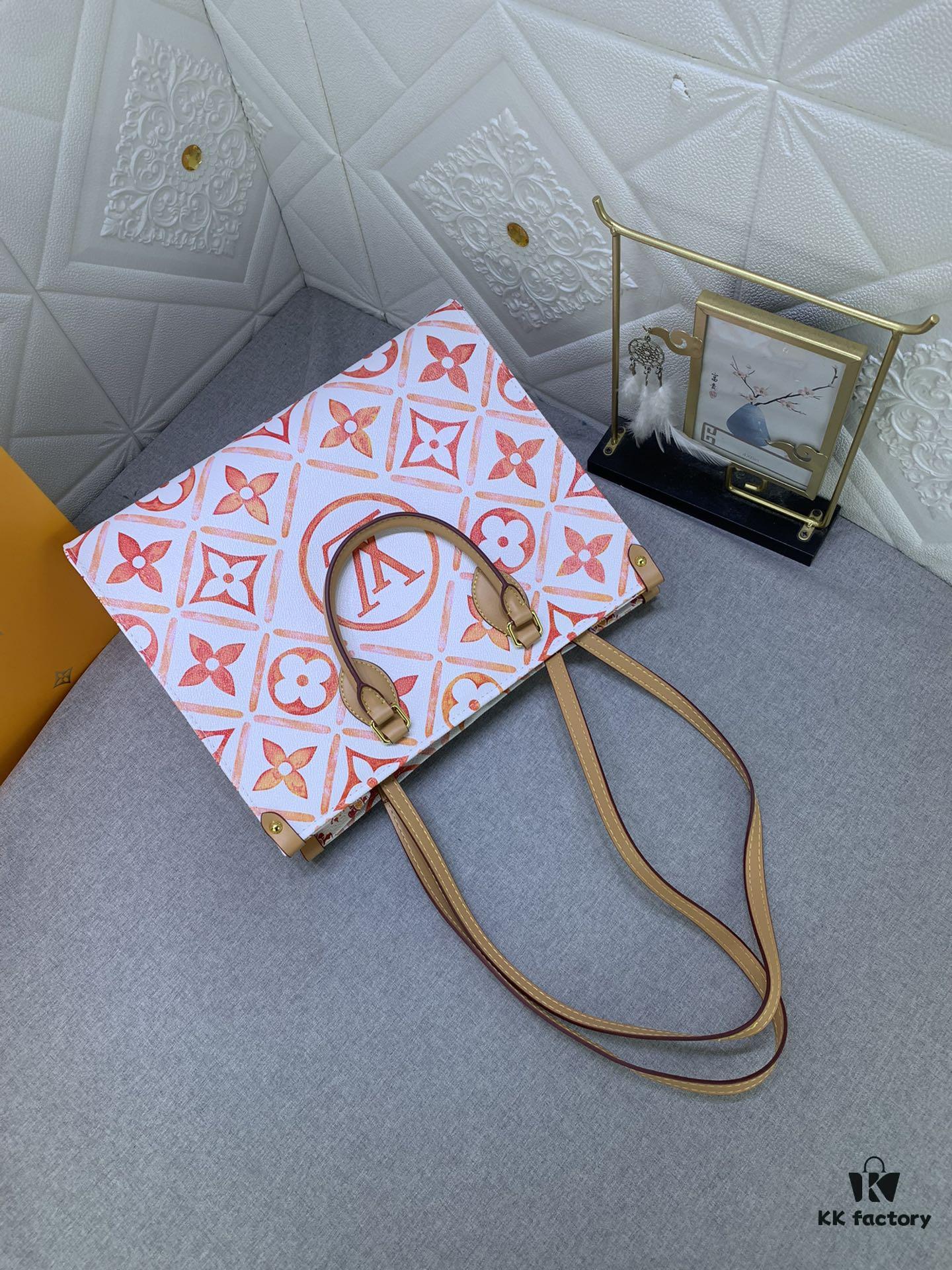 693066ca6e68136f4d9a48f7 Upgraded Original M11262 M45495 M44571 OnTheGo Medium Tote Bag in Monogram Tiles Canvas with Watercolor Monogram Pattern