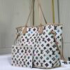 693066e76e68136f4d9a4928 M45684 M45685 M40995 Tote MM Handbag with Monochrome Stripes in Cream and LVs on Pink Background