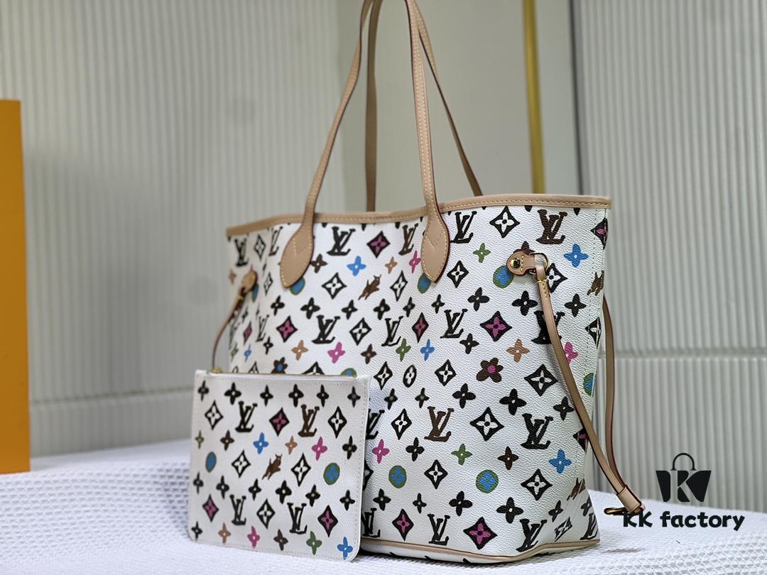 693066e76e68136f4d9a4928 M45684 M45685 M40995 Tote MM Handbag with Monochrome Stripes in Cream and LVs on Pink Background