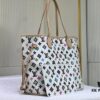 693066e96e68136f4d9a492d M45684 M45685 M40995 Tote MM Handbag with Monochrome Stripes in Cream and LVs on Pink Background