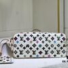 693066ea6e68136f4d9a492e M45684 M45685 M40995 Tote MM Handbag with Monochrome Stripes in Cream and LVs on Pink Background