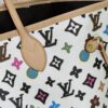 693066eb6e68136f4d9a4931 M45684 M45685 M40995 Tote MM Handbag with Monochrome Stripes in Cream and LVs on Pink Background
