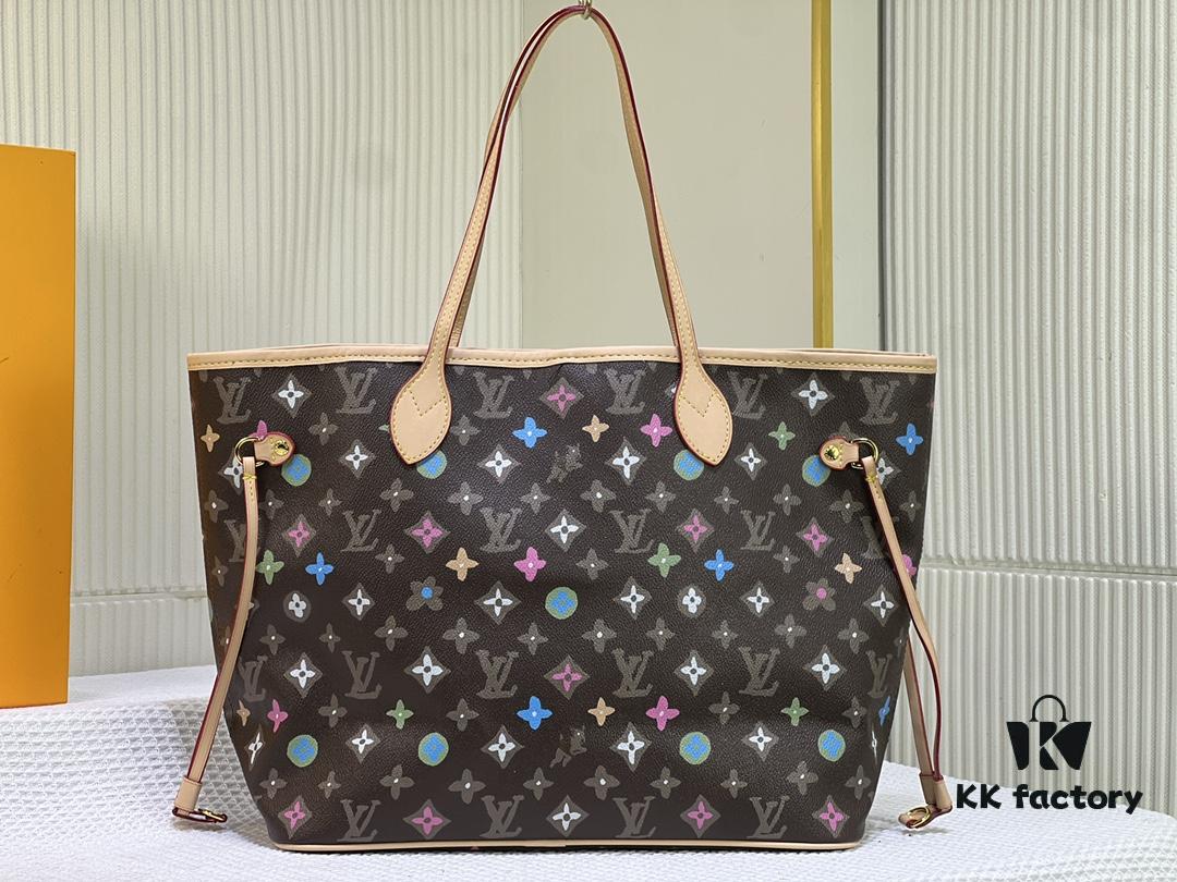 693066ee6e68136f4d9a4935 Monogram Tote MM Handbag with Monochrome Stripes and LVs on Pink Background