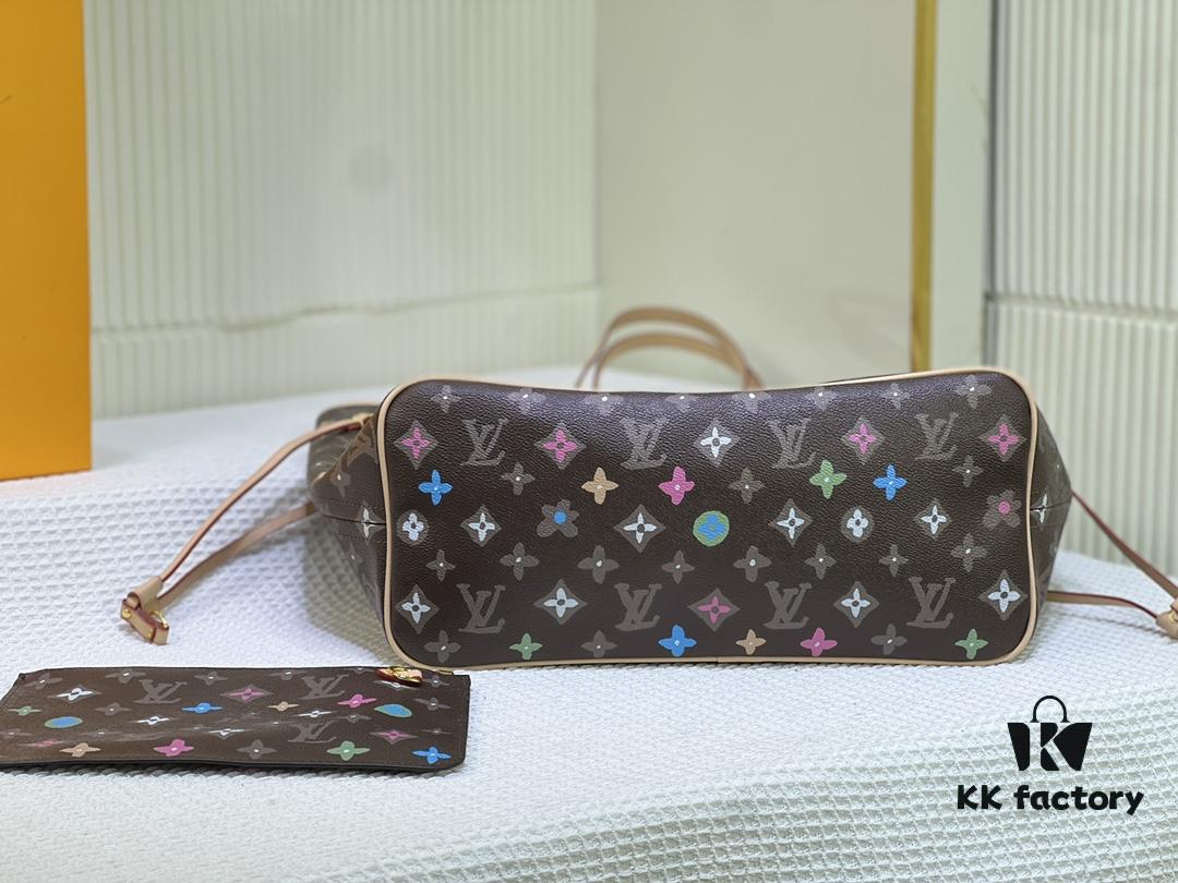 693066f16e68136f4d9a4938 Monogram Tote MM Handbag with Monochrome Stripes and LVs on Pink Background