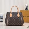 Exclusive Real Shot - Upgraded Version ‼️ LV Monogram with Leather Trim Handheld, Shoulder and Crossbody Bag Model 58188 with Long Strap, 2022 New Fashion Women's Bag, Monogram Genuine Leather Strap Tote Bag, Large Capacity [Strong] Size 33-22-16cm