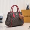 Exclusive Real Shot - Upgraded Version ‼️ LV Monogram with Leather Trim Handheld, Shoulder & Crossbody Bag Model 58188 with Long Strap, 2022 New Fashion Women's Bag, Monogram Genuine Leather Strap Tote with Large Capacity [Strong], Size 33-22-16cm