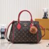Exclusive Real Shot - Upgraded Version ‼️ LV Monogram with Leather Trim Handheld, Shoulder & Crossbody Bag Model 58188 with Long Strap, 2022 New Fashion Women's Bag, Monogram Genuine Leather Strap Tote with Large Capacity [Strong], Size 33-22-16cm