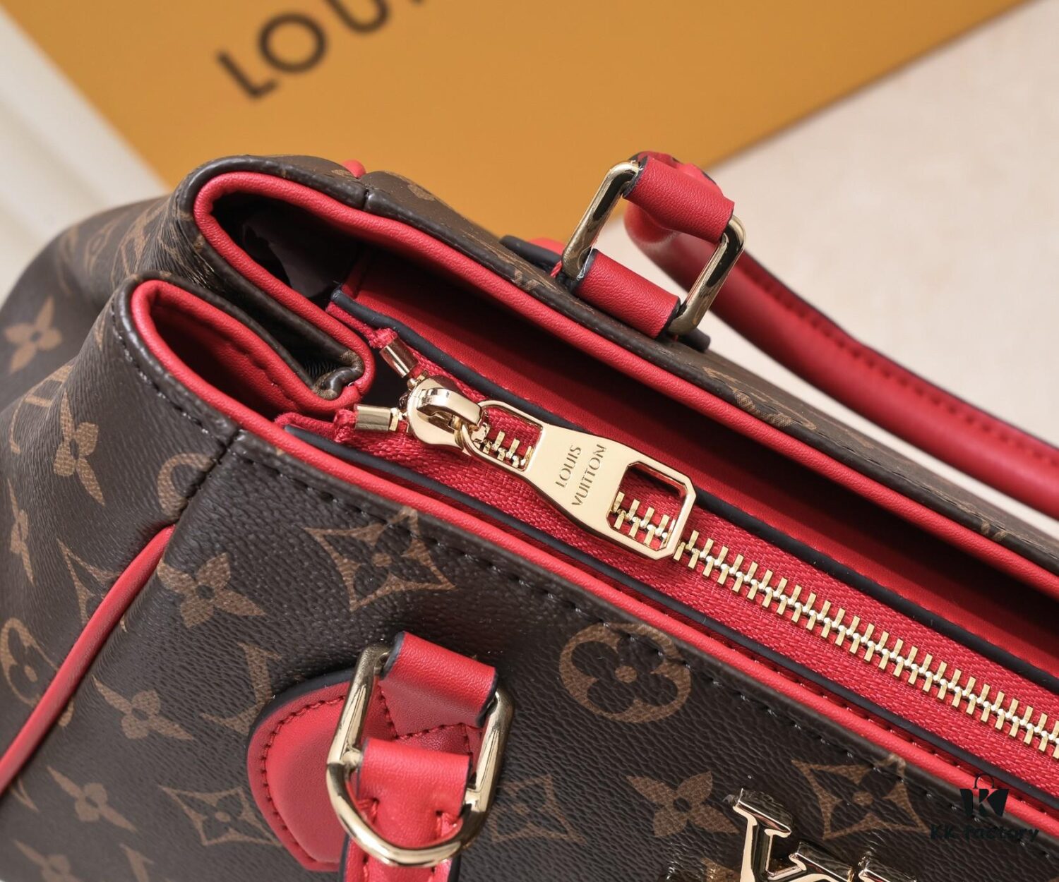 Exclusive Real Shot - Upgraded Version ‼️ LV Monogram with Leather Trim Handheld, Shoulder & Crossbody Bag Model 58188 with Long Strap, 2022 New Fashion Women's Bag, Monogram Genuine Leather Strap Tote with Large Capacity [Strong], Size 33-22-16cm