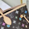 693067076e68136f4d9a495e Monogram Tote MM Handbag with Monochrome Stripes and LVs on Pink Background