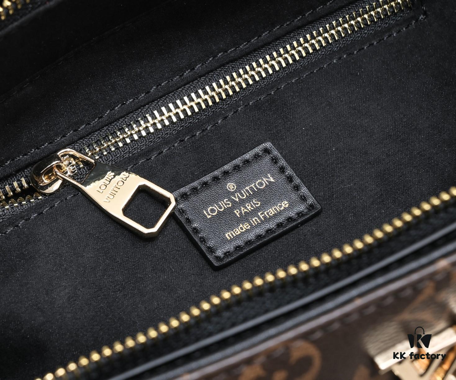 Exclusive Real Shot - Upgraded Version ‼️ LV Monogram with Leather Trim Handheld, Shoulder & Crossbody Bag Model 58188 with Long Strap, 2022 New Fashion Women's Bag, Monogram Genuine Leather Strap Tote, Large Capacity [Strong], Size 33-22-16cm
