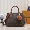 Exclusive Real Shot - Upgraded Version ‼️ LV Monogram with Leather Trim Tote Shoulder Crossbody Bag Model 58188, Includes Long Strap, 2022 New Fashion Women's Bag, Monogram Pattern with Genuine Leather Strap, Large Capacity [Strong], Size 33-22-16cm