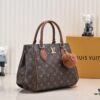 Exclusive Real Shot - Upgraded Version ‼️ LV Monogram with Leather Trim Tote Shoulder Crossbody Bag Model 58188, Includes Long Strap, 2022 New Fashion Women's Bag, Monogram Pattern with Genuine Leather Strap, Large Capacity [Strong], Size 33-22-16cm