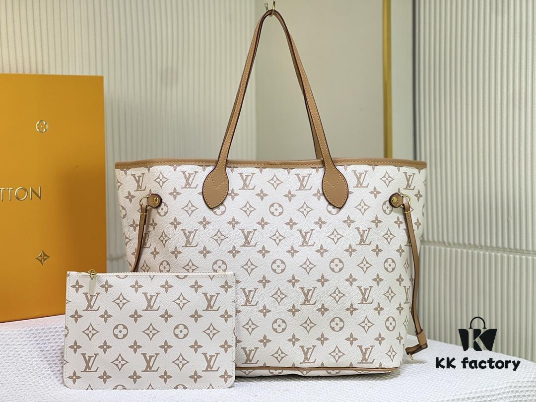 693067146e68136f4d9a4973 M45684 M45685 M40995 Tote MM Handbag with Monogram Stripe in Cream and Pink Background