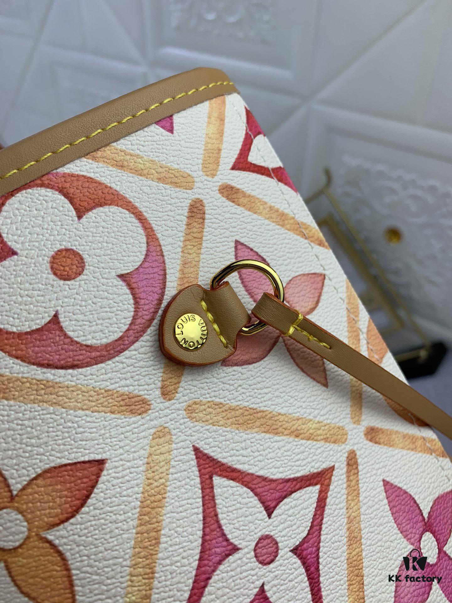 693067c96e68136f4d9a4ab0 Upgraded Original M25317 M11263 M40995 This Medium Neverfull Tote Bag Features a Monogram Tiles Canvas Construction with Leather Trims Defining the Top and Handles